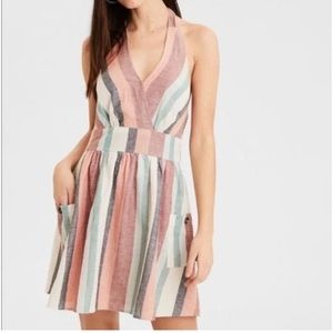 American Eagle Striped Halter Dress